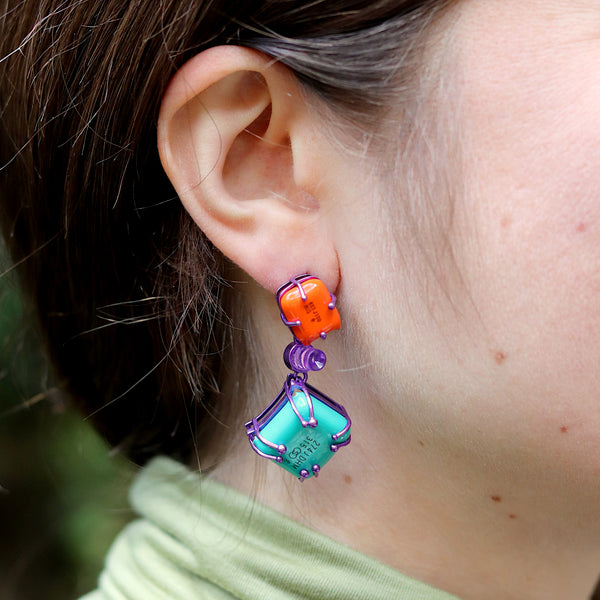 DUALITY Inflatable Purple Earrings by Xinyi Chen