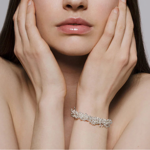 Silver Molecule Double Bracelet