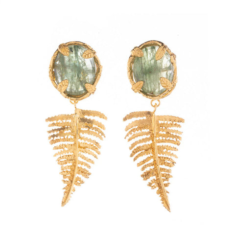 Botanical Nest Earrings With Fern Drop