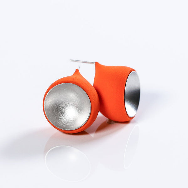 DUALITY Round Orange Ear Studs by Anne Earls Boylan