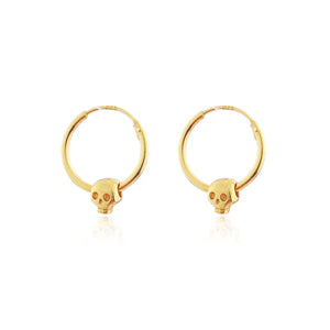 Baby Skull Hoop Earrings Gold plated