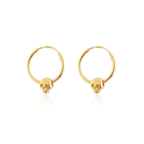 Baby Skull Hoop Earrings Gold plated