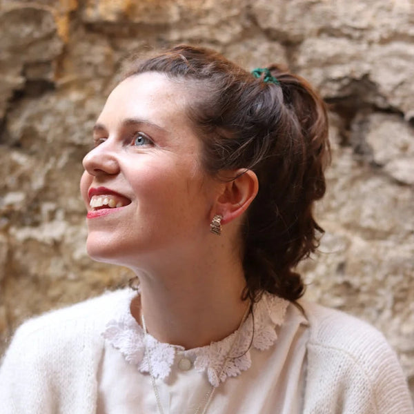 Silver Basalt Hoop Earrings