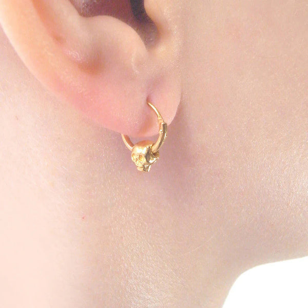 Baby Skull Hoop Earrings Gold plated