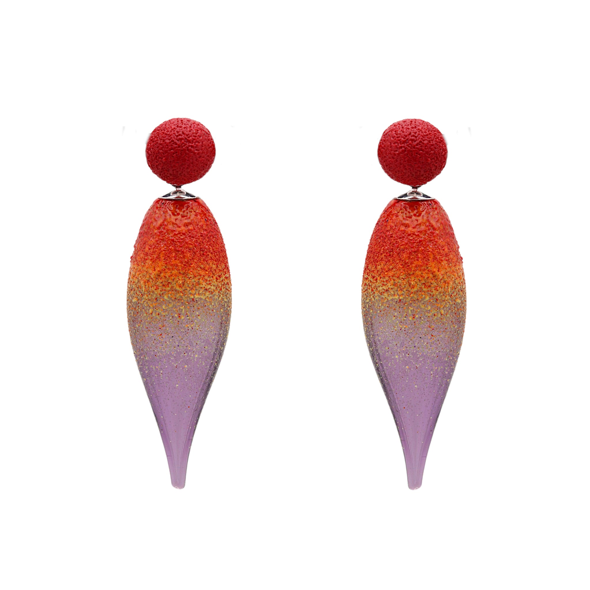 Purple And Red Glass Girasole Earrings