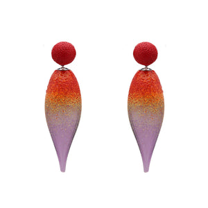 Purple And Red Glass Girasole Earrings