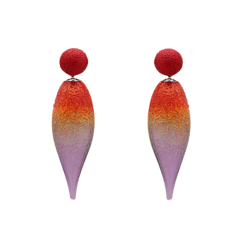 Purple And Red Glass Girasole Earrings