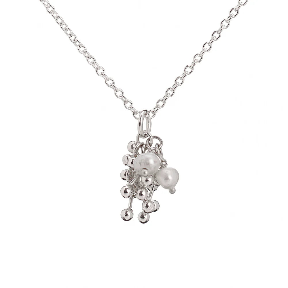 Silver and Pearl Molecular Necklace