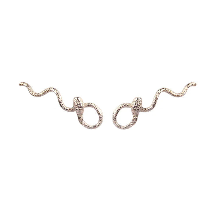 Silver Wavy Snake Earrings