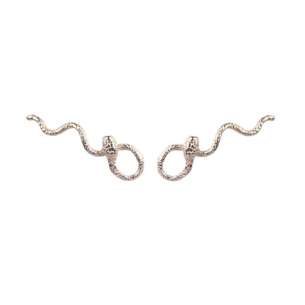 Silver Wavy Snake Earrings