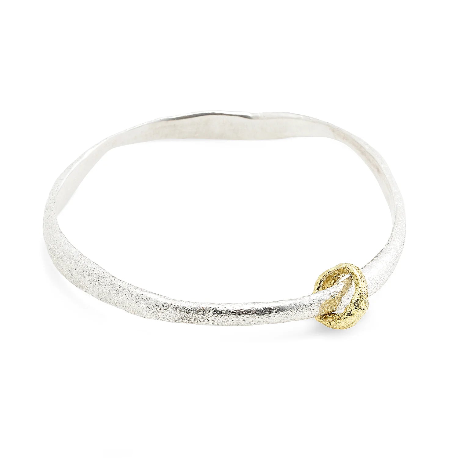 Silver Molten Bangle with Golden Ring