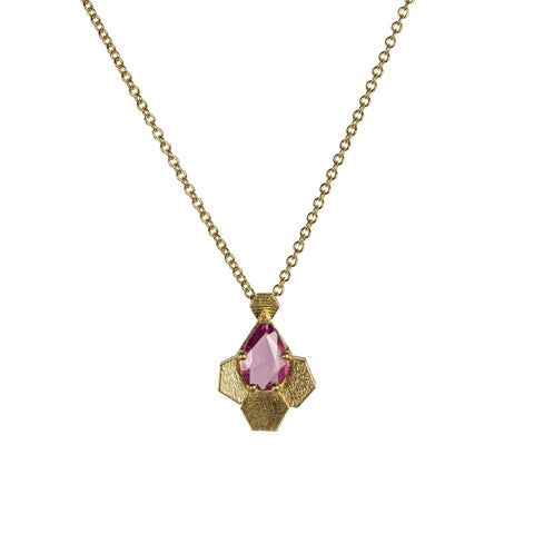 Three Chaox Hex Drop Pendant With Pink Sapphire