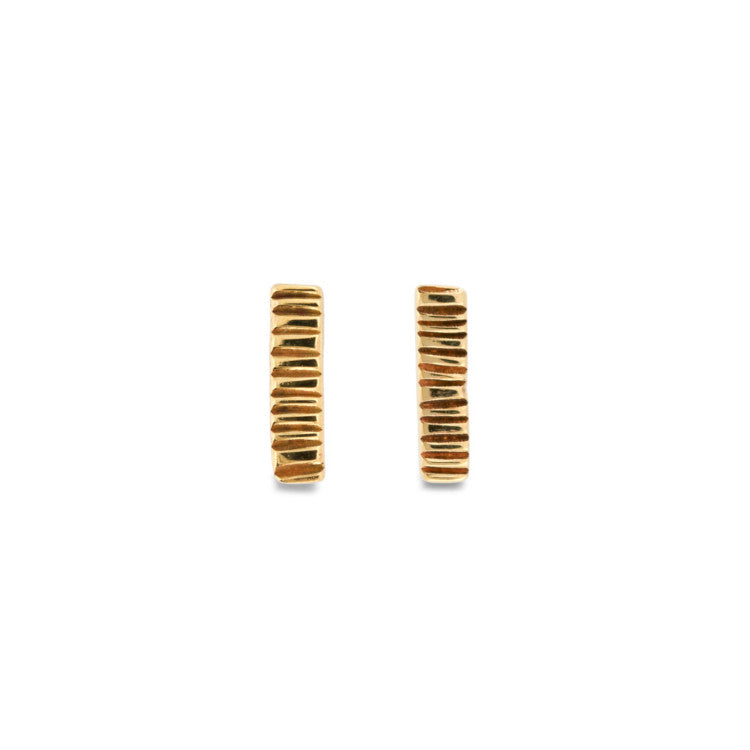 Long Line Stamped Studs Gold