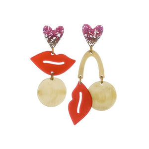 Hudson Mismatched Lips And Hearts Earrings