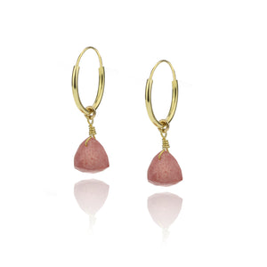 Strawberry Quartz Trillion Earrings