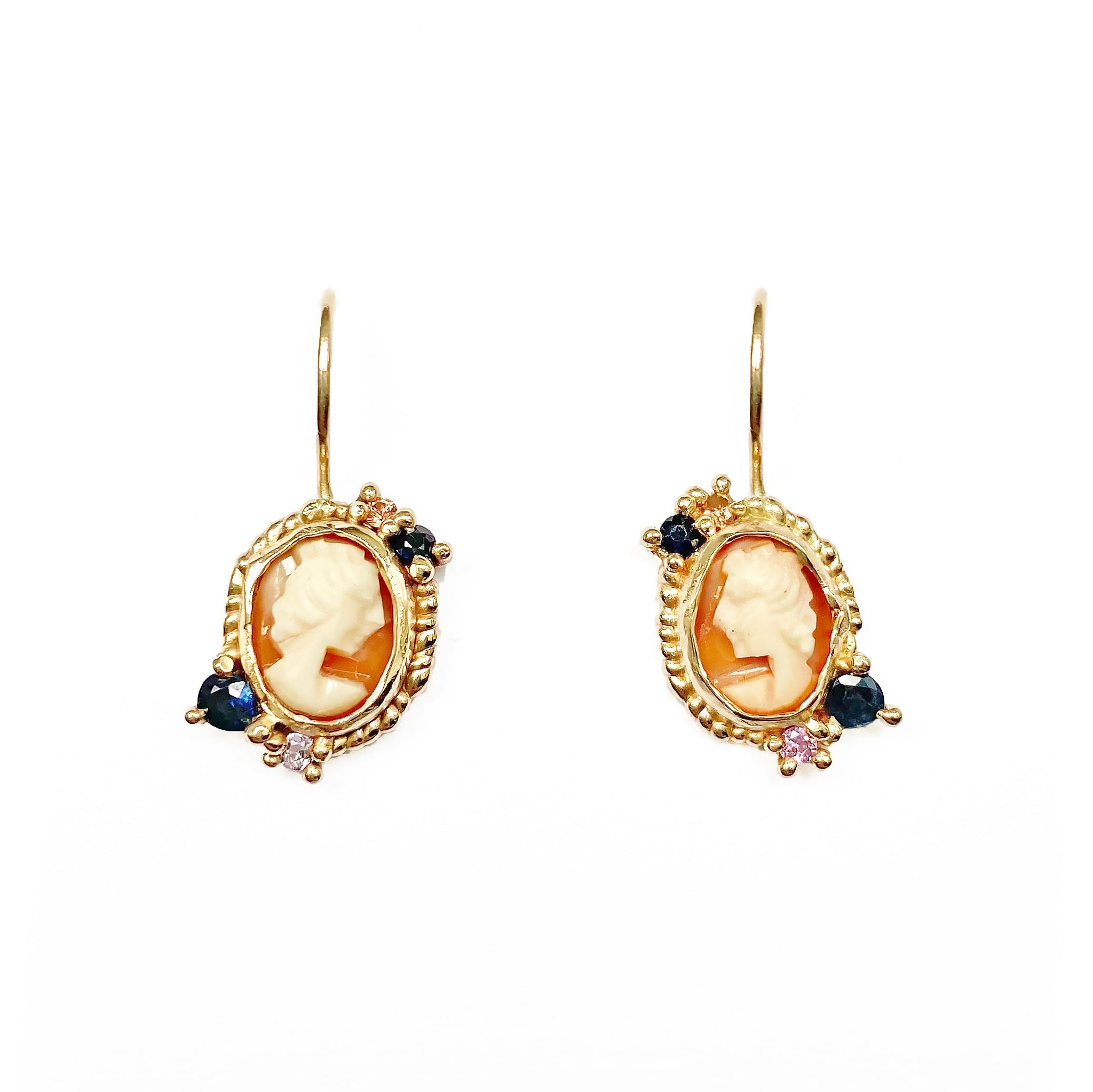 Antique Cameo And Sapphire 'Alexandra' Earrings