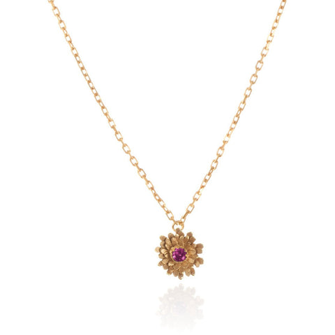 Gold and Pink Tourmaline Dahlia Necklace