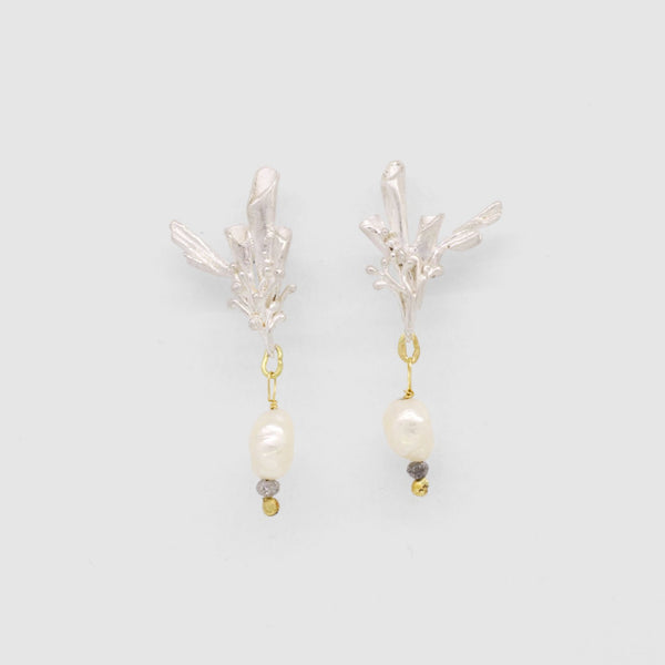 Birds of Paradise Pearl and Diamond Earrings