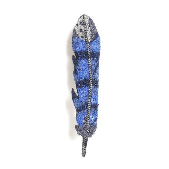 Blue Jay Feather Brooch Pin