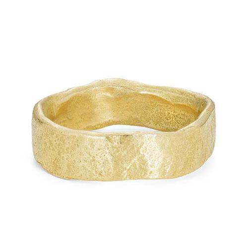 Yellow Gold Wide Flat Rock Ring