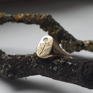 10ct Gold Dandelion Signet Ring