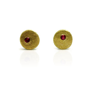 Ruby Speckle Disc Studs