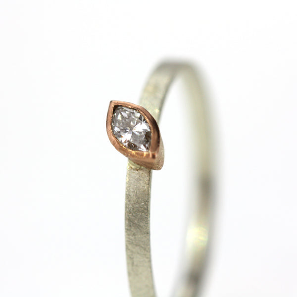 Dainty Marquise Diamond And Mixed Gold Ring