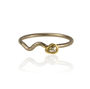 Pear Diamond And Mixed Gold Wiggly Ring