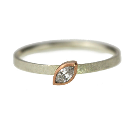 Dainty Marquise Diamond And Mixed Gold Ring