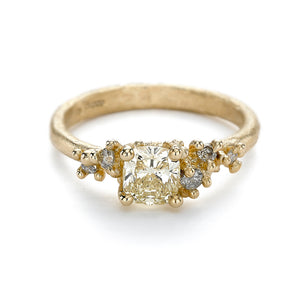 Encrusted Antique Yellow Diamond Ring