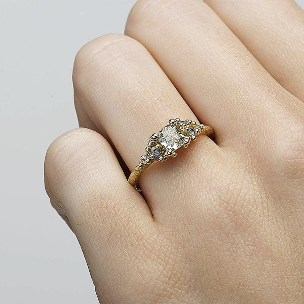 Encrusted Antique Yellow Diamond Ring