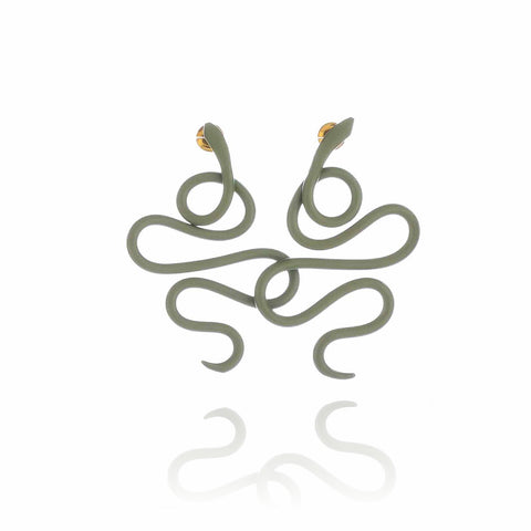 Olive Snake Earrings