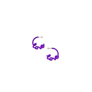 Small LOVE Hoop Earrings Violet