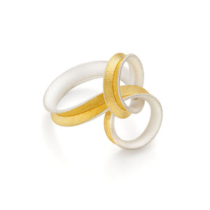 Gold Lined Silver Curl Loop Ring