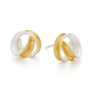 Gold Lined Silver Curl Earrings