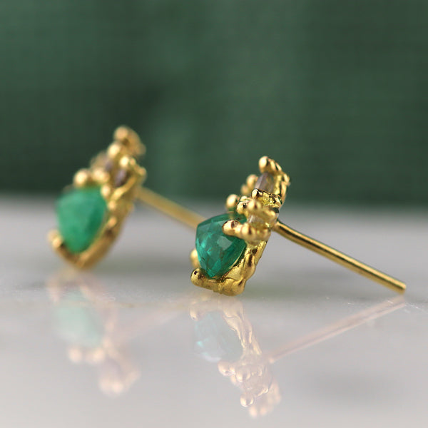 Inverted Emerald and Diamond Sweeping Cluster Studs