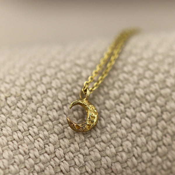 Gold Micro Crescent Moon Necklace