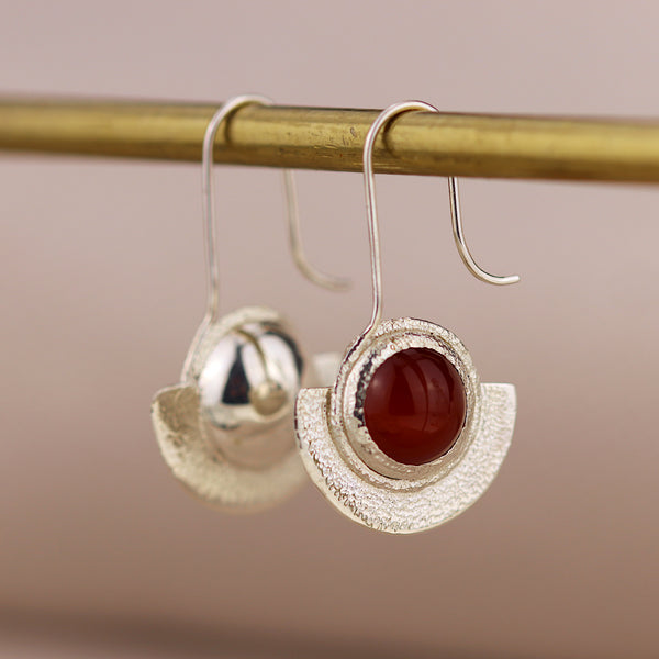 Small Textured Carnelian Earrings