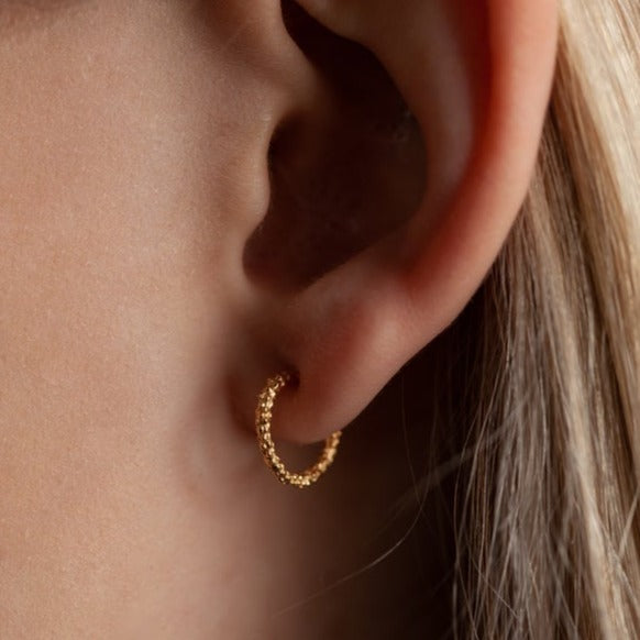 Tiny Bobbled Hoop Earrings