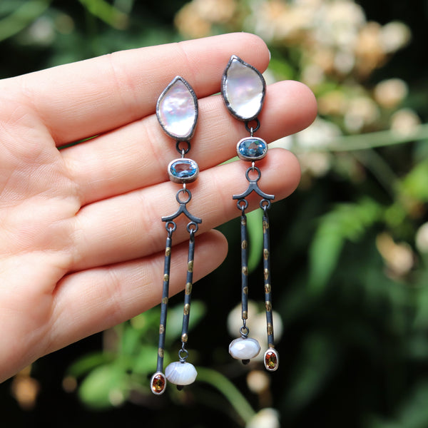 Keishi Pearl and Topaz Decadent Earrings