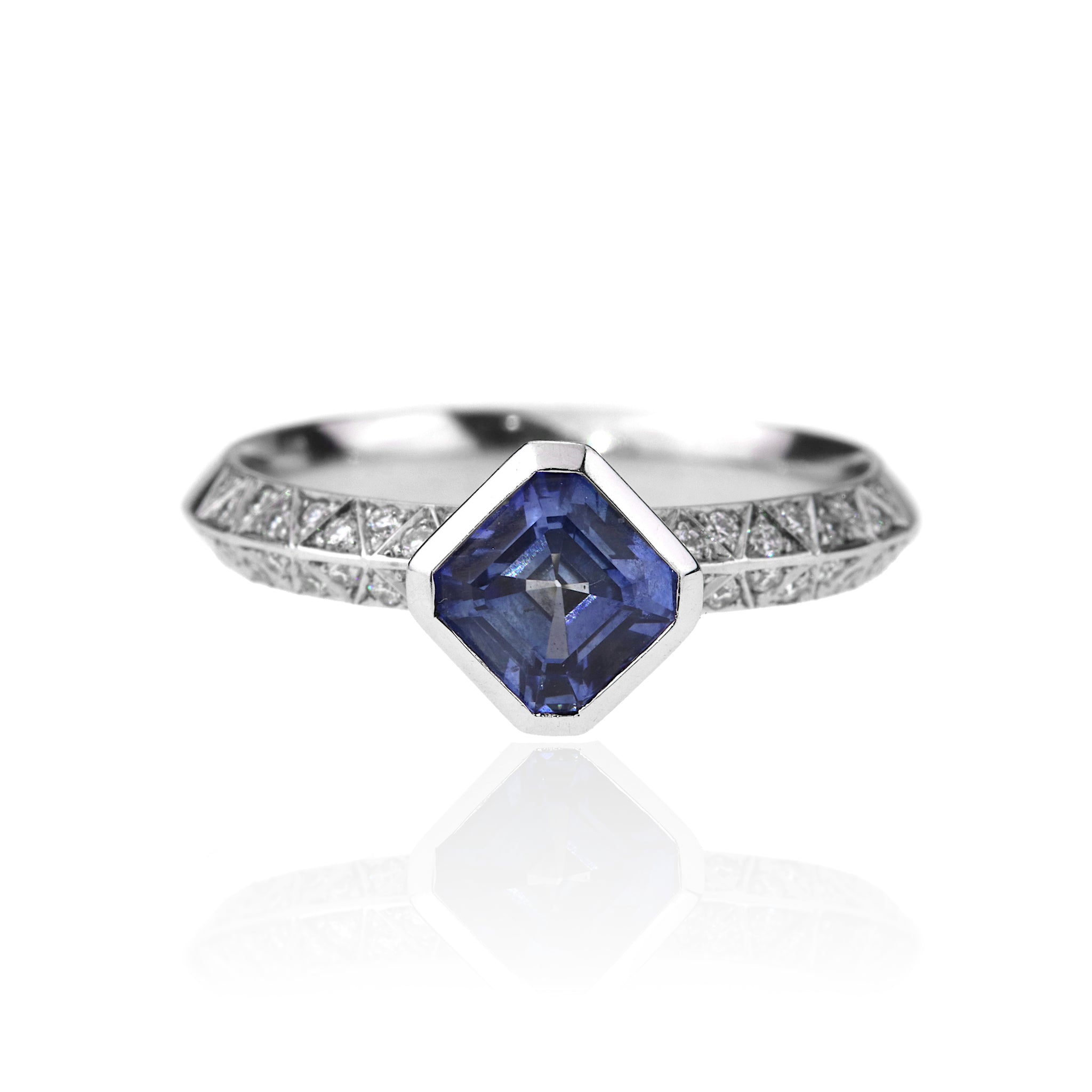 Asscher Cut Teal Sapphire Halo Engagement Ring | Exquisite Jewelry for  Every Occasion | FWCJ