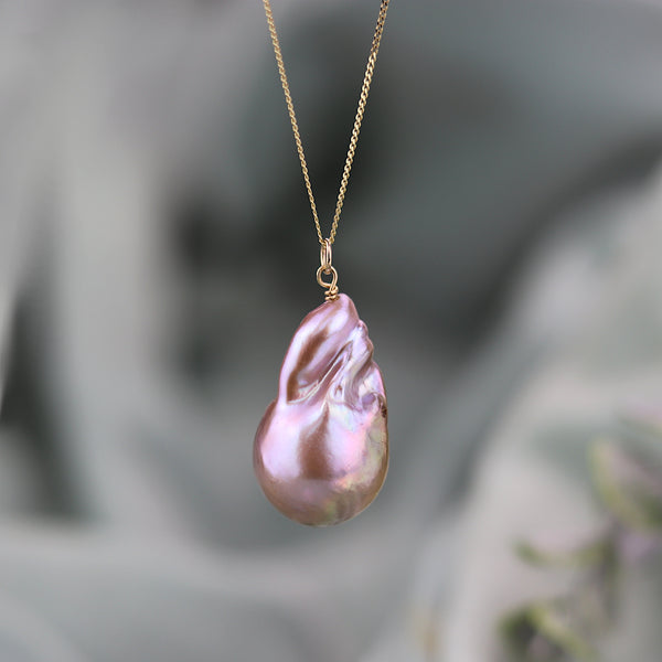 Pink Baroque Fireball Pearl Necklace
