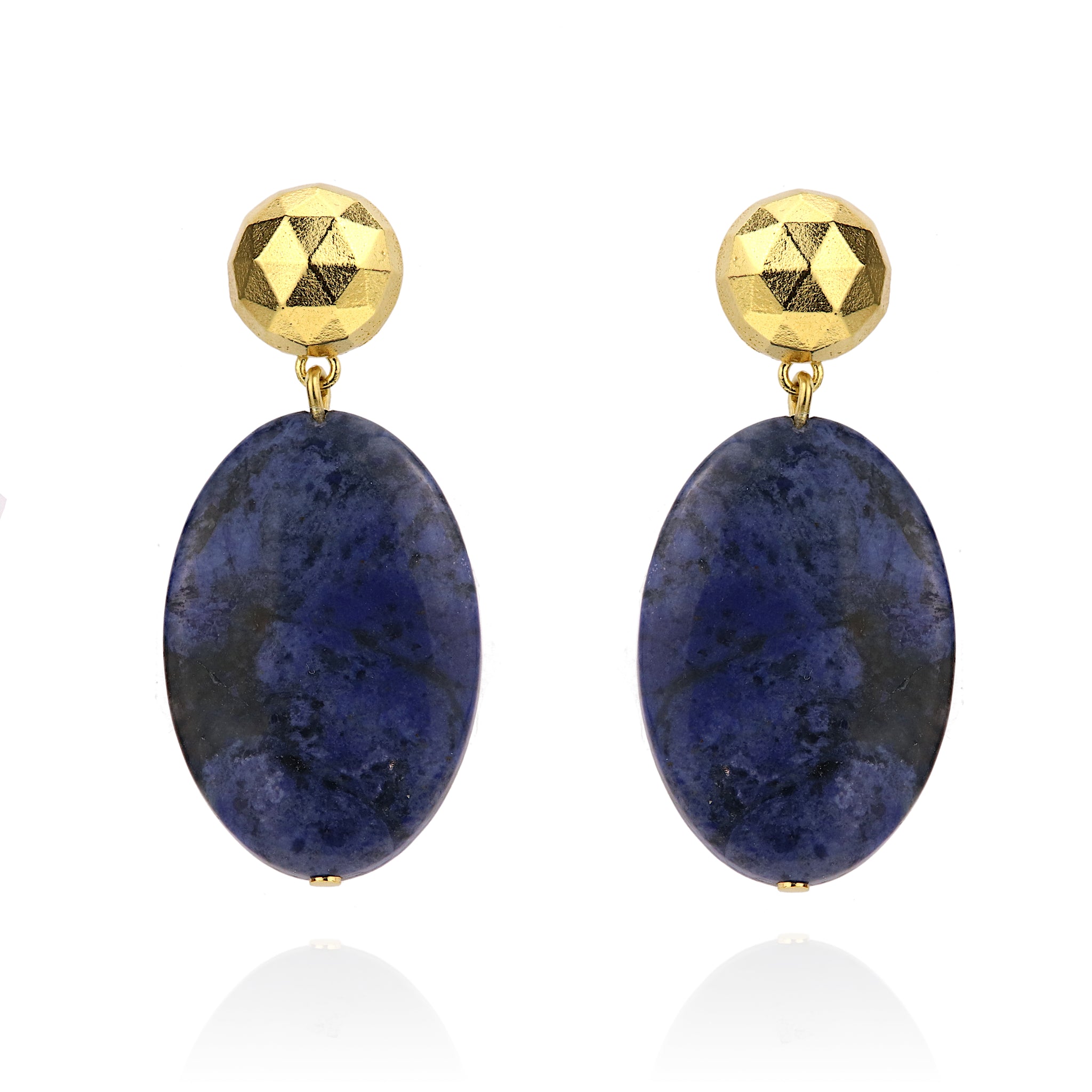 Cosmo Round Earrings With Dumortierite