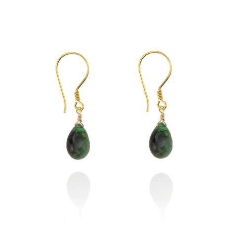 Mini Faceted Gemstone Emerald Earrings