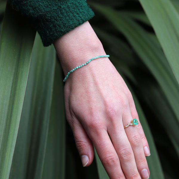 Dainty Beaded Emerald Bracelet