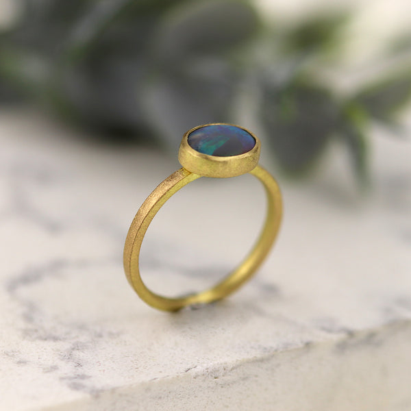 Oval Matte Opal Gold Ring