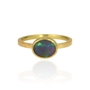 Oval Matte Opal Gold Ring
