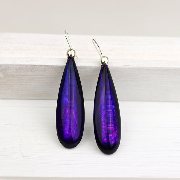 Blue & Purple Long Acrylic Drop Earrings