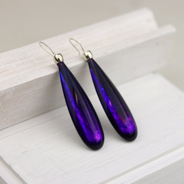 Blue & Purple Long Acrylic Drop Earrings