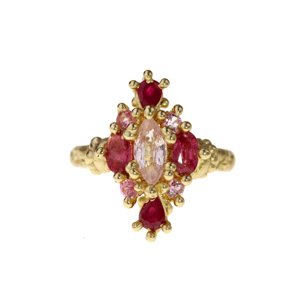 Pink & Red Navette Ring